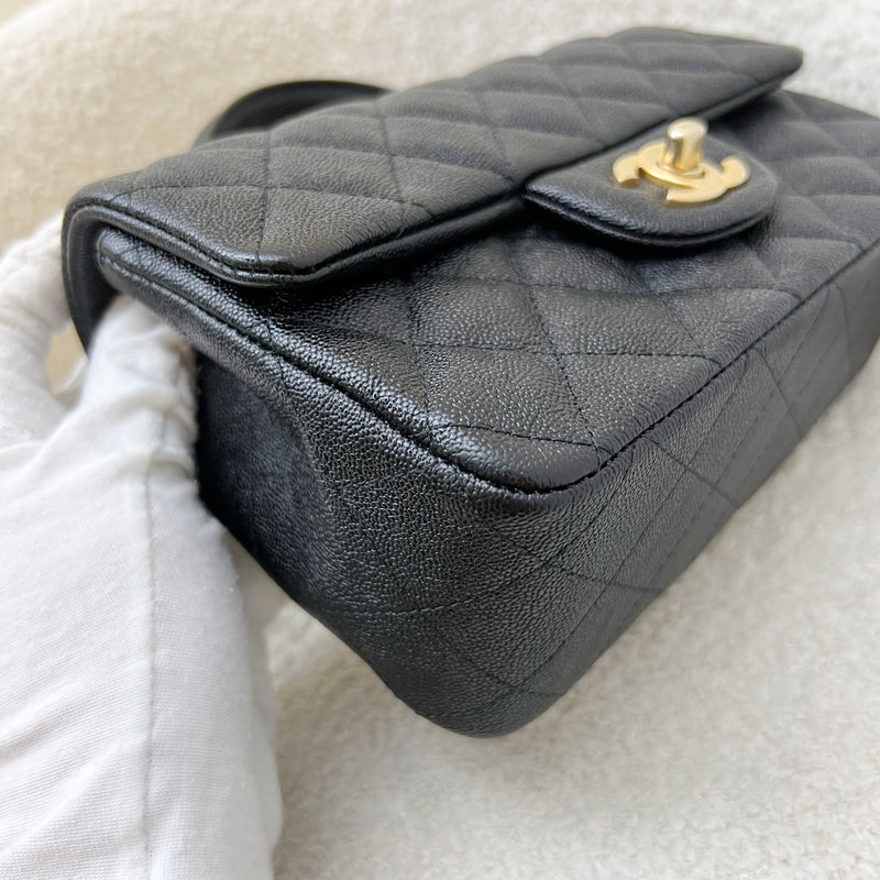 Chanel Top Handle Mini Rectangle Flap in 21S Black Caviar and AGHW