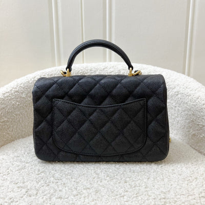 Chanel Top Handle Mini Rectangle Flap in 21S Black Caviar and AGHW