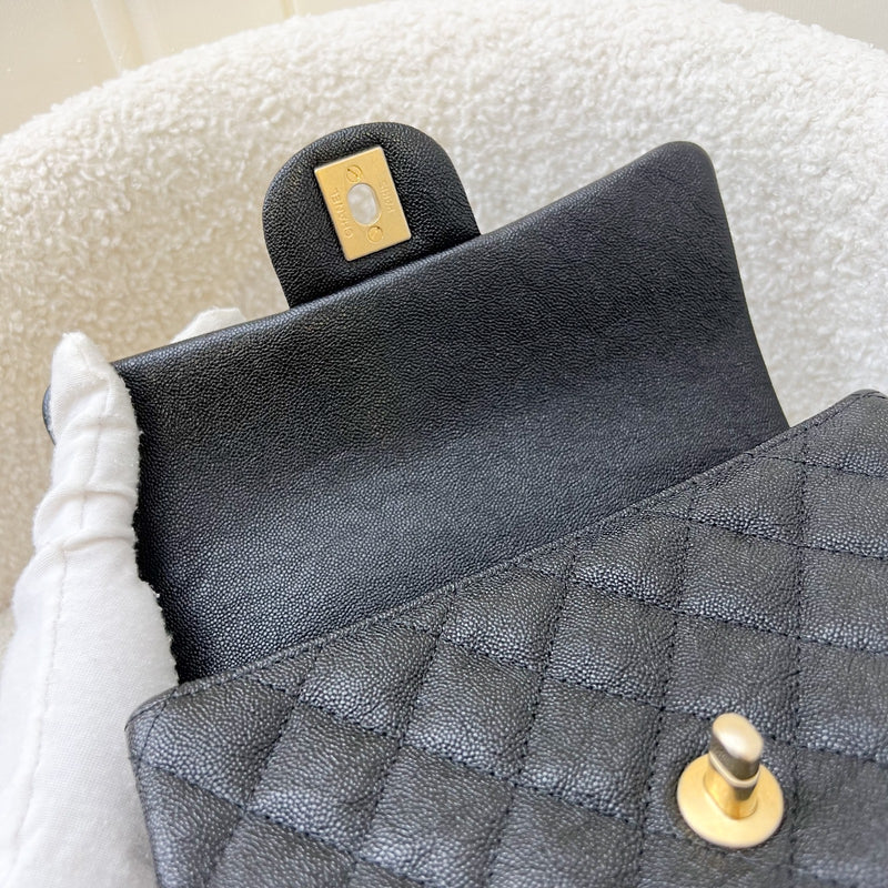 Chanel Top Handle Mini Rectangle Flap in 21S Black Caviar and AGHW