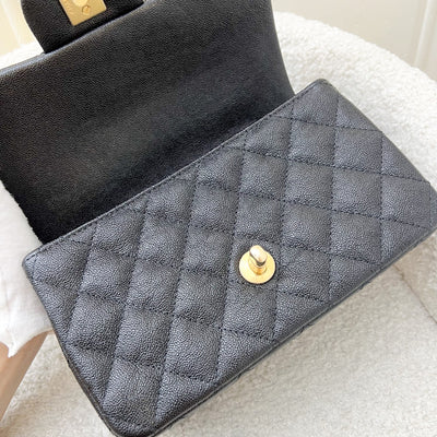 Chanel Top Handle Mini Rectangle Flap in 21S Black Caviar and AGHW