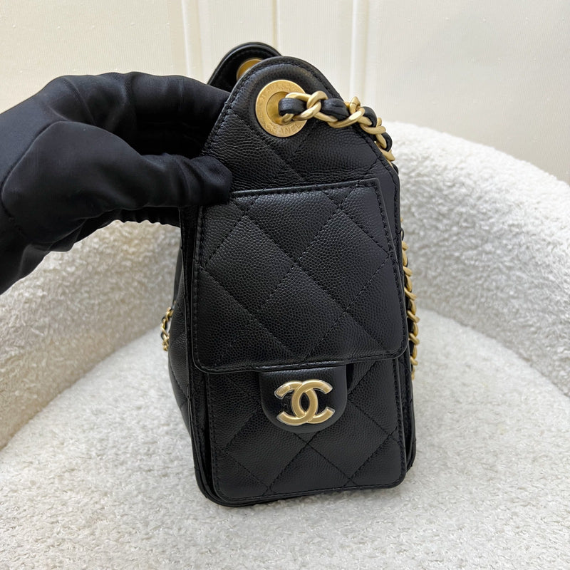 [Local Set - Nov 2025] Chanel 25 Mini Hobo Bag in Black Caviar and AGHW (Model: AS5631)