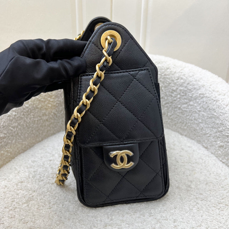 [Local Set - Nov 2025] Chanel 25 Mini Hobo Bag in Black Caviar and AGHW (Model: AS5631)