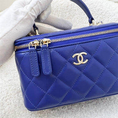 Chanel Top Handle Small Vanity in 21K Electric Blue Lambskin LGHW