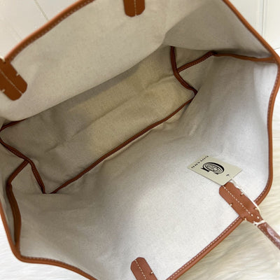 Goyard St Louis PM Tote in Black Signature Goyardine Canvas and Brown Trim