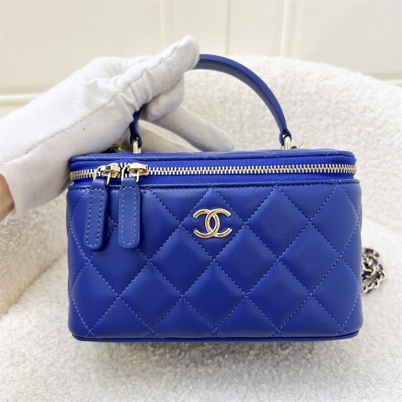 Chanel Top Handle Small Vanity in 21K Electric Blue Lambskin LGHW