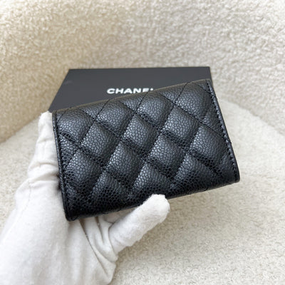 Chanel Classic Snap Card Holder in Black Caviar and SHW