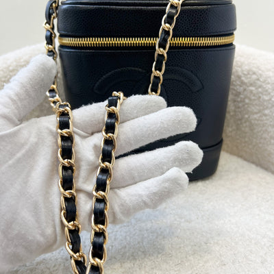 Chanel Vintage Vertical Vanity Case in Black Caviar and GHW