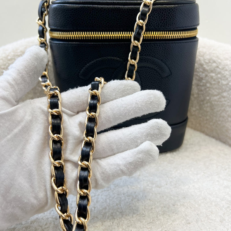 Chanel Vintage Vertical Vanity Case in Black Caviar and GHW