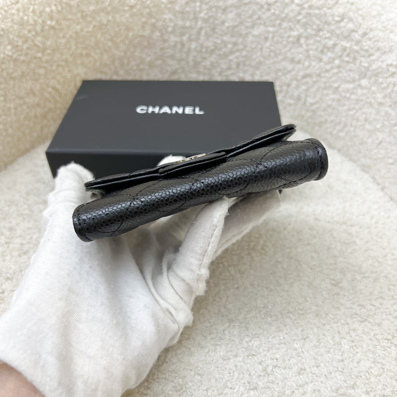 Chanel Classic Snap Card Holder in Black Caviar and SHW