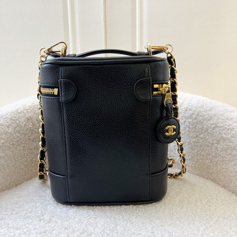 Chanel Vintage Vertical Vanity Case in Black Caviar and GHW