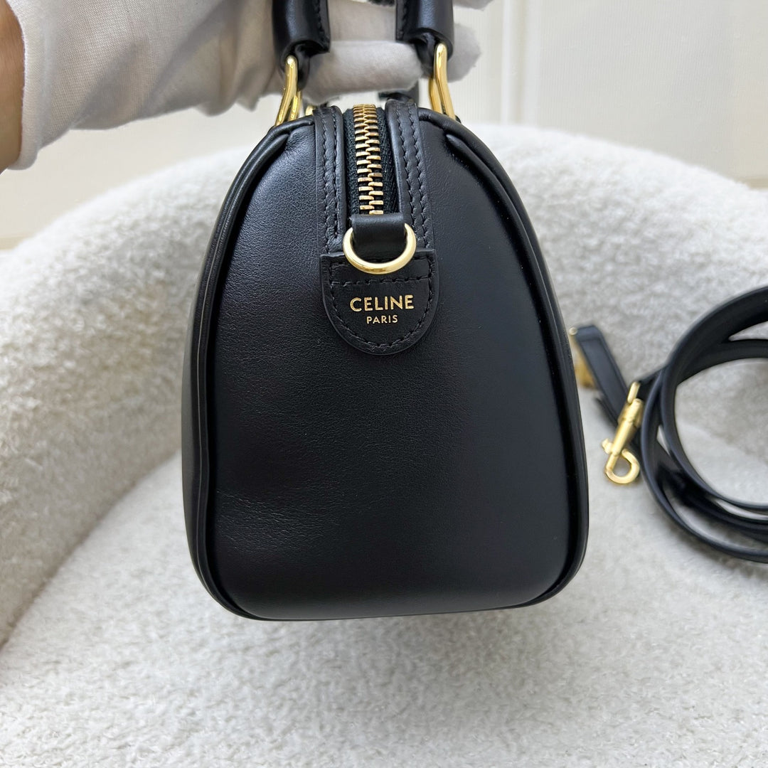 Celine Small Boston Bag in Black Smooth Calfskin and GHW