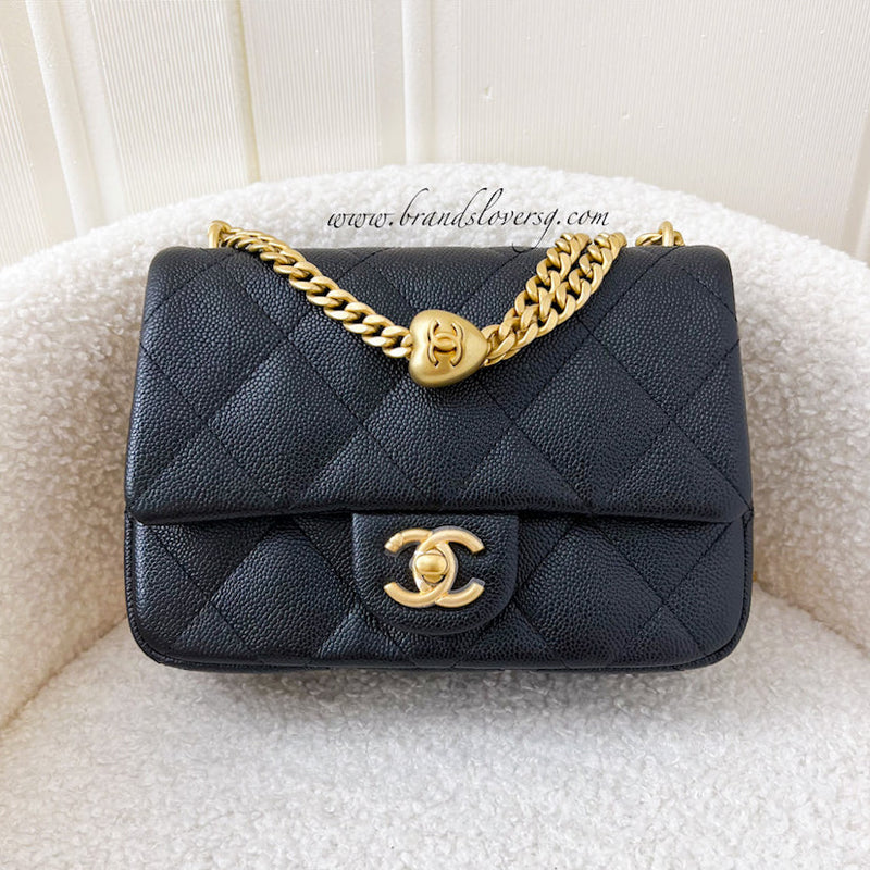 Chanel 23P Heart Adjustable Chain Small / Mini 20cm Flap Bag in Black –  Brands Lover
