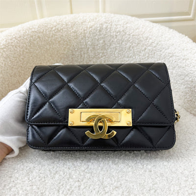 Chanel Golden Class Wallet on Chain WOC in Black Lambskin and GHW