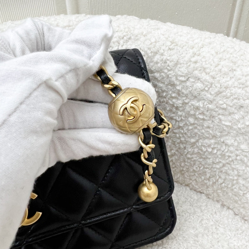 Chanel Pearl Crush Wallet on Chain WOC in Black Lambskin and AGHW