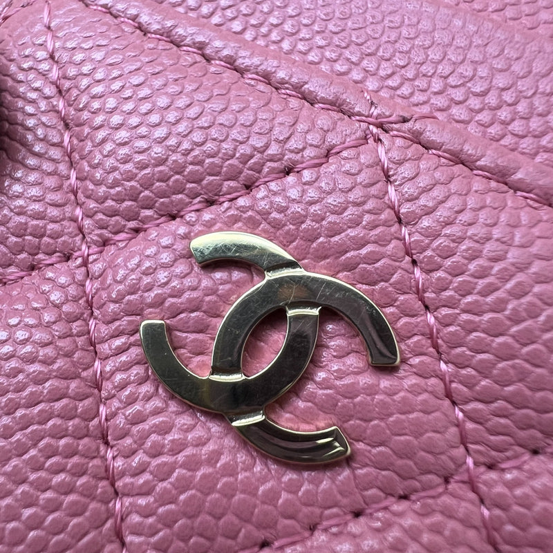 Chanel Zippy Card Holder with Exterior Card Slots in Pink Caviar and LGHW