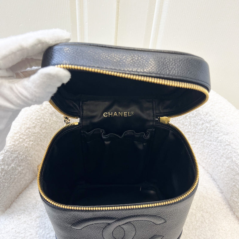 Chanel Vintage Vertical Vanity Case in Black Caviar and GHW