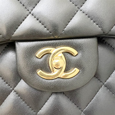 Chanel Classic Jumbo Double Flap DF in Black Lambskin and GHW