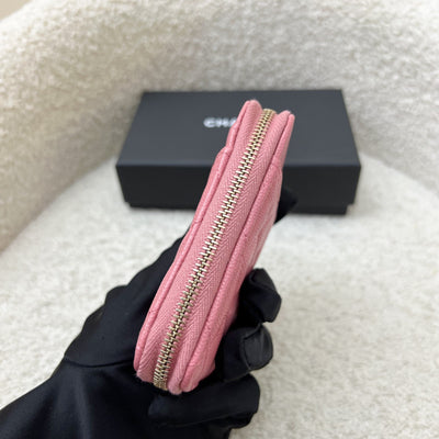 Chanel Zippy Card Holder with Exterior Card Slots in Pink Caviar and LGHW