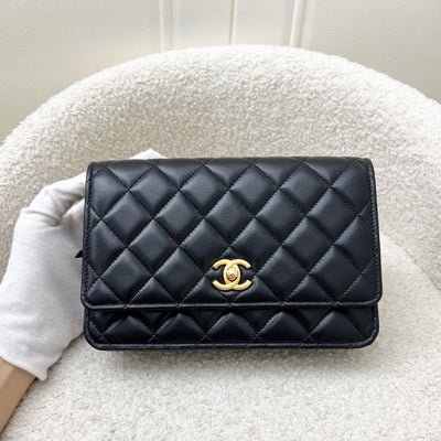 Chanel Pearl Crush Wallet on Chain WOC in Black Lambskin and AGHW