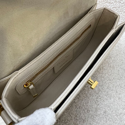 Dior 30 Montaigne Avenue Flap Bag in Dusty Ivory Box Calfskin and GHW