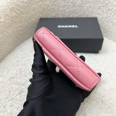 Chanel Zippy Card Holder with Exterior Card Slots in Pink Caviar and LGHW