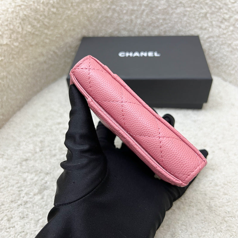 Chanel Zippy Card Holder with Exterior Card Slots in Pink Caviar and LGHW
