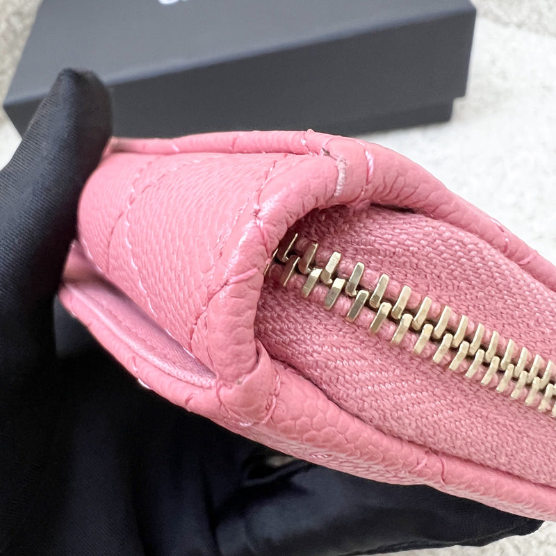 Chanel Zippy Card Holder with Exterior Card Slots in Pink Caviar and LGHW