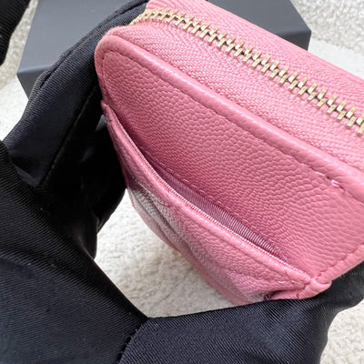 Chanel Zippy Card Holder with Exterior Card Slots in Pink Caviar and LGHW