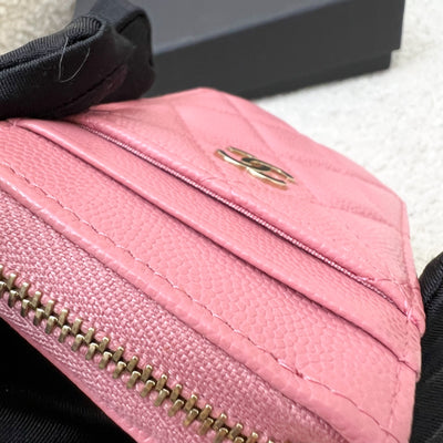 Chanel Zippy Card Holder with Exterior Card Slots in Pink Caviar and LGHW