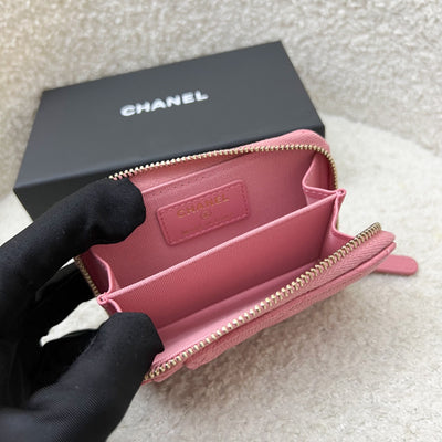 Chanel Zippy Card Holder with Exterior Card Slots in Pink Caviar and LGHW