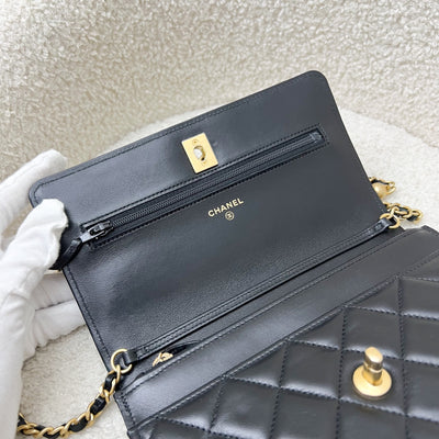 Chanel Pearl Crush Wallet on Chain WOC in Black Lambskin and AGHW