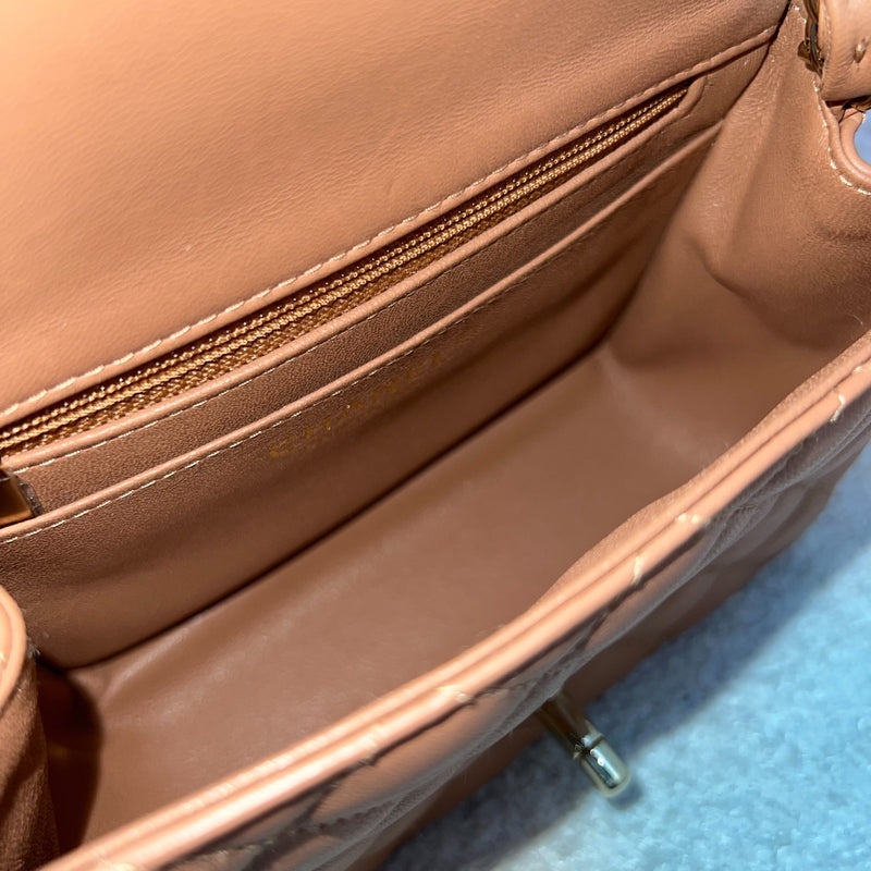 Chanel Classic Square Mini Flap in 21P Caramel Lambskin and LGHW (Model: A35200)
