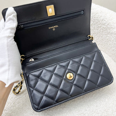 Chanel Pearl Crush Wallet on Chain WOC in Black Lambskin and AGHW