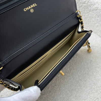 Chanel Pearl Crush Wallet on Chain WOC in Black Lambskin and AGHW