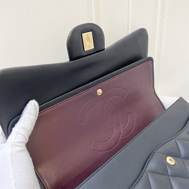 Chanel Classic Jumbo Double Flap DF in Black Lambskin and GHW