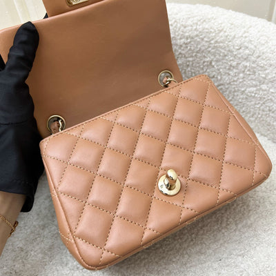 Chanel Classic Square Mini Flap in 21P Caramel Lambskin and LGHW (Model: A35200)