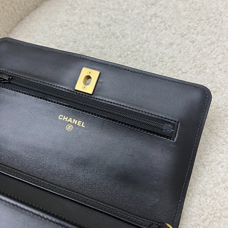 Chanel Pearl Crush Wallet on Chain WOC in Black Lambskin and AGHW