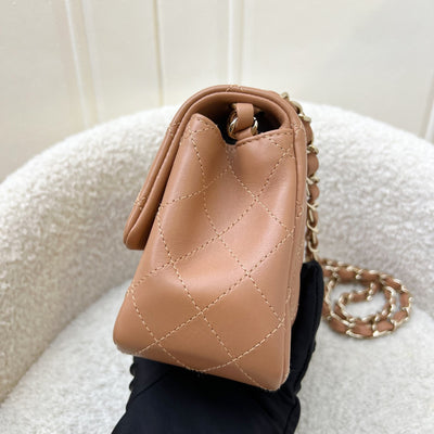 Chanel Classic Square Mini Flap in 21P Caramel Lambskin and LGHW (Model: A35200)