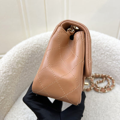 Chanel Classic Square Mini Flap in 21P Caramel Lambskin and LGHW (Model: A35200)