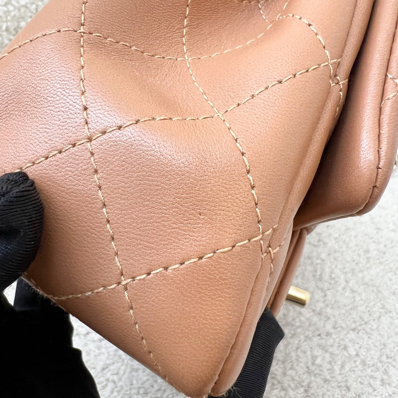 Chanel Classic Square Mini Flap in 21P Caramel Lambskin and LGHW (Model: A35200)