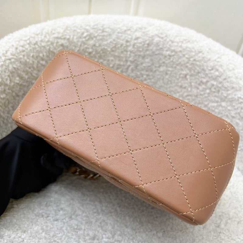 Chanel Classic Square Mini Flap in 21P Caramel Lambskin and LGHW (Model: A35200)
