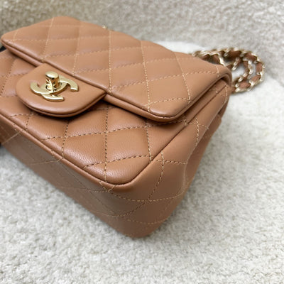 Chanel Classic Square Mini Flap in 21P Caramel Lambskin and LGHW (Model: A35200)