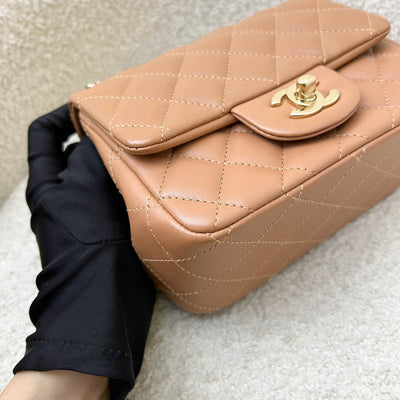 Chanel Classic Square Mini Flap in 21P Caramel Lambskin and LGHW (Model: A35200)