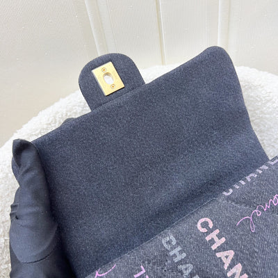 Chanel 22P Denim Mood Small Flap Bag in Black Printed Denim and AGHW