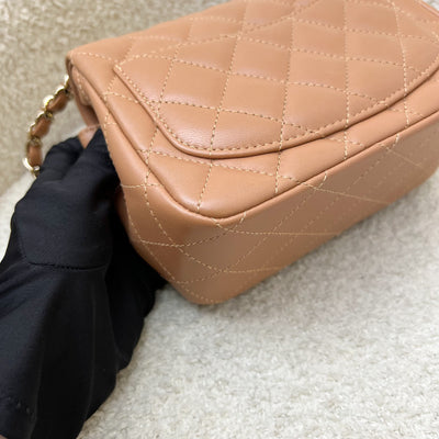 Chanel Classic Square Mini Flap in 21P Caramel Lambskin and LGHW (Model: A35200)