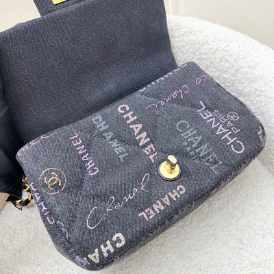 Chanel 22P Denim Mood Small Flap Bag in Black Printed Denim and AGHW