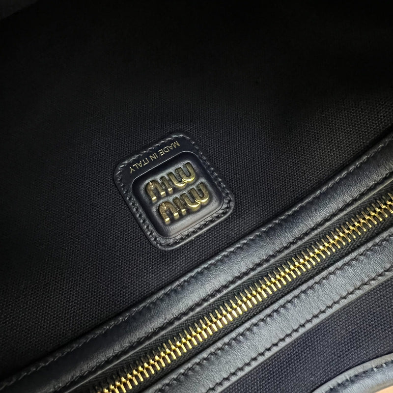 Miu Miu Ivy Tote Bag in Navy Blue Corduroy and GHW