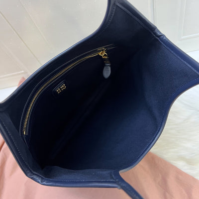 Miu Miu Ivy Tote Bag in Navy Blue Corduroy and GHW