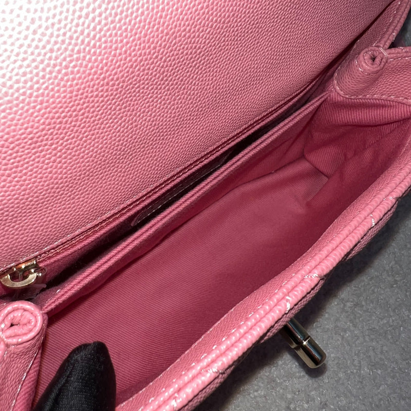 Chanel Small 24cm Coco Handle Flap in 20A Pink Caviar and LGHW (Model: A92990)