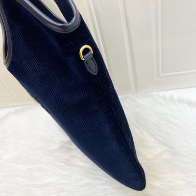Miu Miu Ivy Tote Bag in Navy Blue Corduroy and GHW